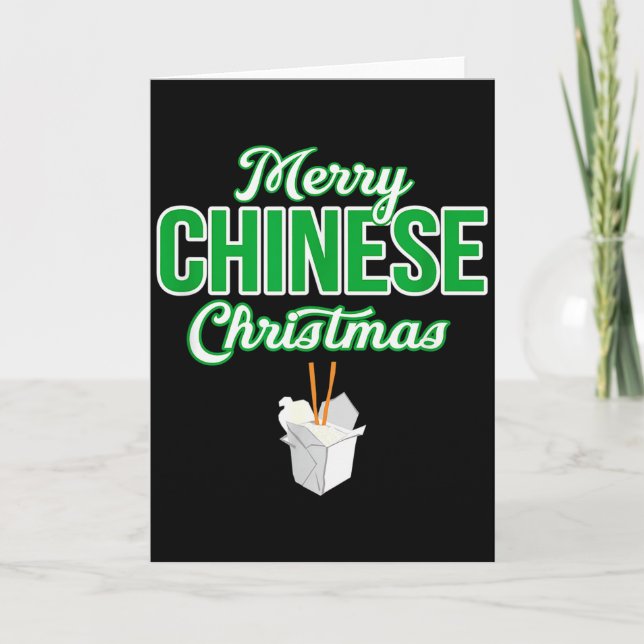 Merry Chinese Christmas Xmas Funny Restaurant Take Card (Front)