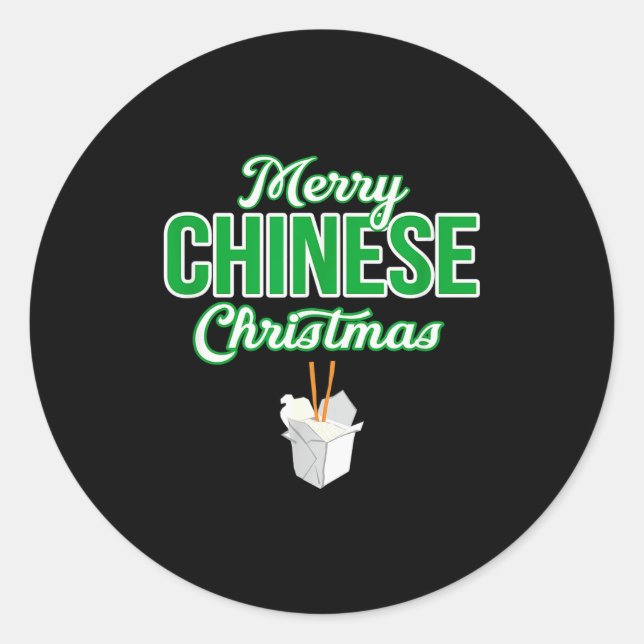 Merry Chinese Christmas Xmas Funny Restaurant Take Classic Round Sticker (Front)
