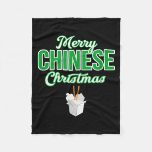 Merry Chinese Christmas Xmas Funny Restaurant Take Fleece Blanket