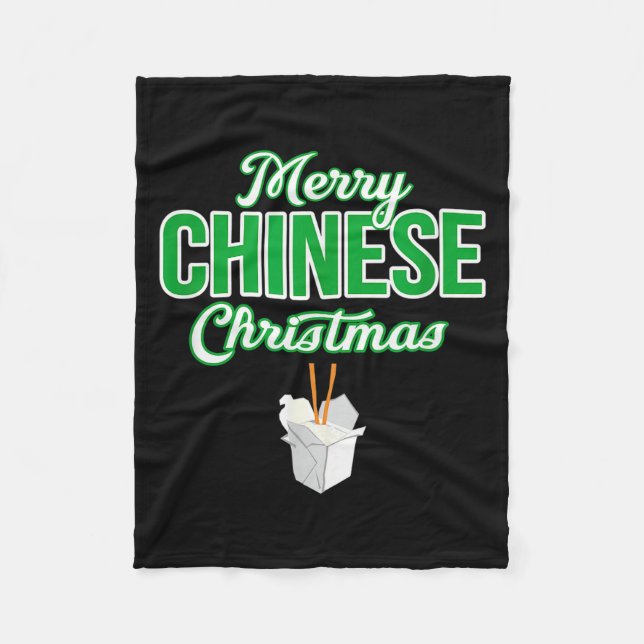 Merry Chinese Christmas Xmas Funny Restaurant Take Fleece Blanket (Front)