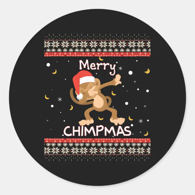 Merry Chipmas Ugly Monkey Jumper Classic Round Sticker | Zazzle