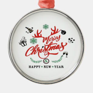Merry Chirstmas Happy New Year Metal Tree Decoration