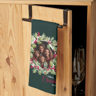 Merry Chistmas Editable Photo Family Tea Towel