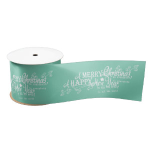 Merry Chistmas Happy New Year Christmas Ribbon Satin Ribbon
