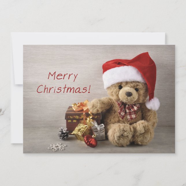 Merry Chistmas Teddy Bear Holiday Card (Front)