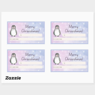 Merry Chreeshmas Penguin Gift Rectangular Sticker