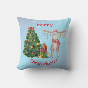 Merry Chris-Moose and Polar Bear Happy New Year Cushion
