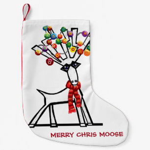Merry Chris Moose Small Christmas Stocking