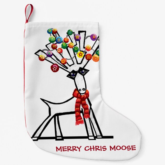 Merry Chris Moose Small Christmas Stocking (Front)
