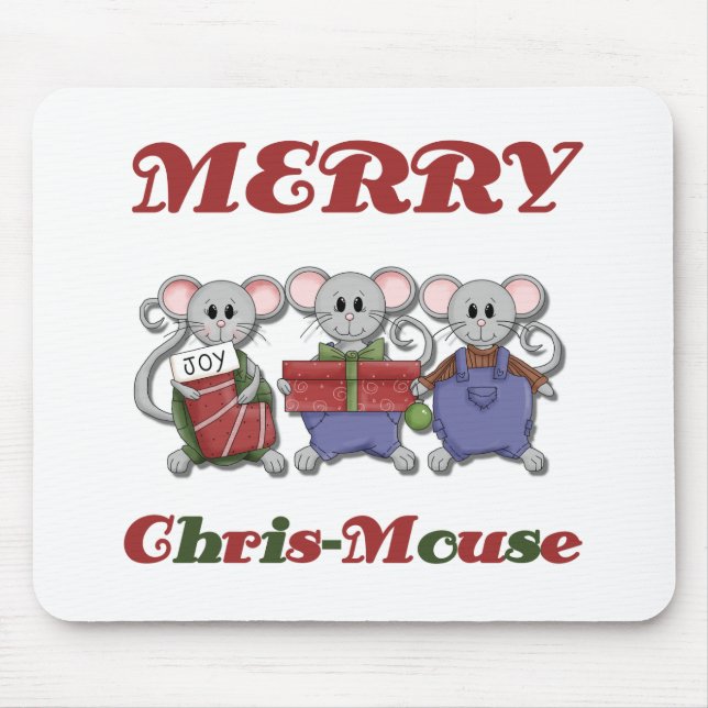 Merry Chris-Mouse Tshirts and Gifts Mouse Mat (Front)