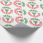 Merry Chrismanukah- Christmas Chanukah Menorah Wrapping Paper<br><div class="desc">The perfect way to celebrate both Christmas and Hanukah all at the same time. Merry Christmas   Happy Chanukah = Merry Chrismanukah,  complete with Candy Cane Menorah Candles.</div>