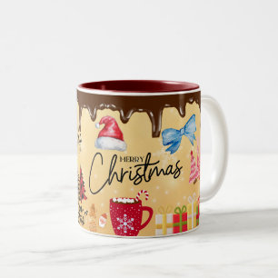 merry chrismas, Chocolate Two-Tone Coffee Mug