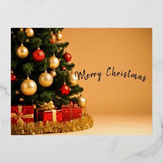 Merry Chrismas Foil Holiday Postcard