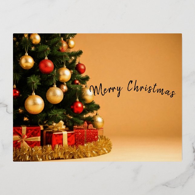 Merry Chrismas Foil Holiday Postcard (Front)