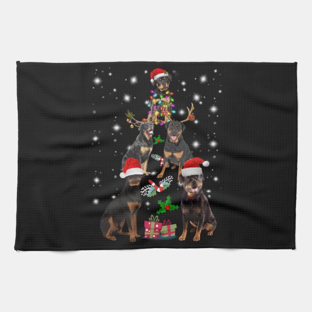 Merry chrismas my little rottweiler tea towel (Horizontal)