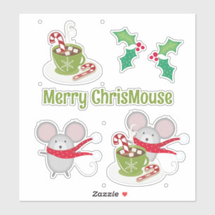 Merry ChrisMouse  Custom-Cut Vinyl Stickers