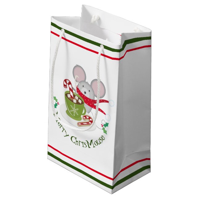 Merry ChrisMouse, Holiday Mouse Small Gift Bag (Back Angled)