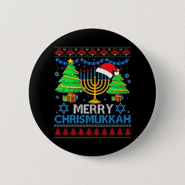 Merry Chrismukkah 2022 Happy Hanukkah Christmas 6 Cm Round Badge (Front)