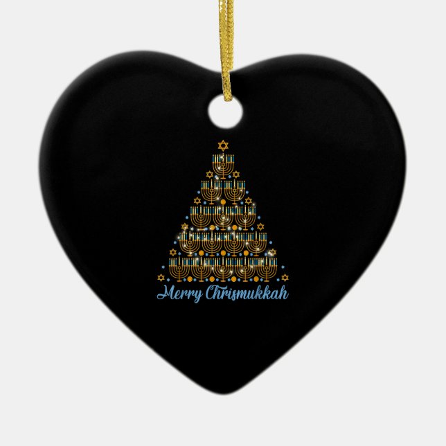 Merry Chrismukkah 2022 Happy Hanukkah Christmas Tr Ceramic Tree Decoration (Front)