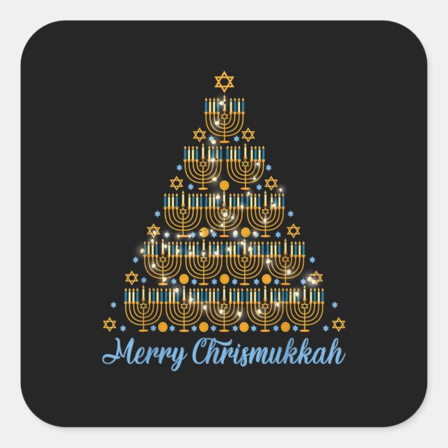 Merry Chrismukkah 2022 Happy Hanukkah Christmas Tr Square Sticker (Front)