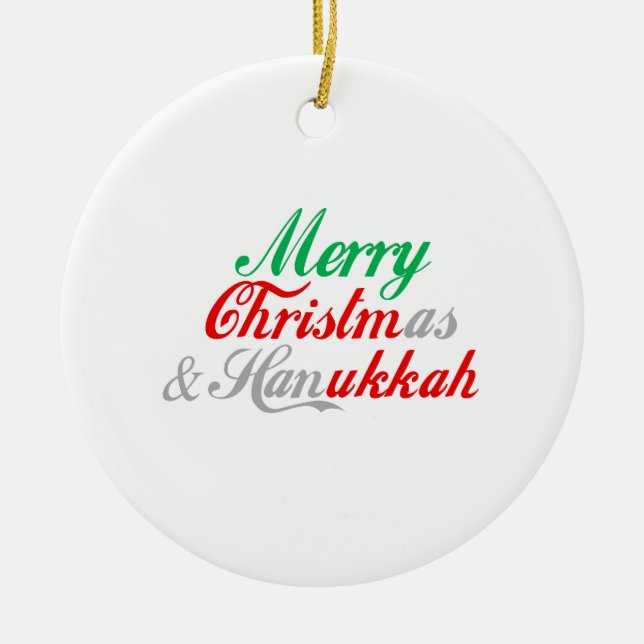Merry Chrismukkah Ceramic Tree Decoration (Front)