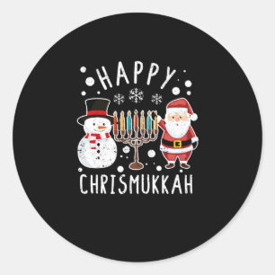 Merry Chrismukkah Christmas Hanukkah Christmas Classic Round Sticker