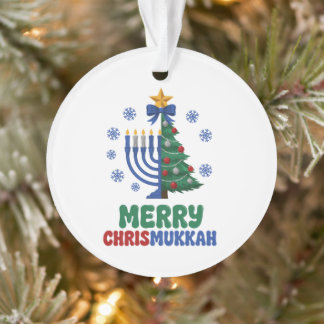Merry Chrismukkah Christmas Menorah Hanukkah Xmas Ornament