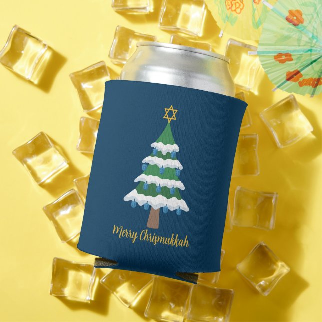 Merry Chrismukkah Cute Hanukkah Christmas Party Can Cooler (In Situ Summer)