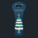 Merry Chrismukkah Cute Hanukkah Christmas Party Wine Bag<br><div class="desc">This cute Merry Chrismukkah wine bag gift features a green Christmas tree decorated with blue dreidel ornaments and a gold Jewish Star of David at the top for Hanukkah to combine the 2 holidays for a family that celebrates both.</div>