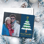 Merry Chrismukkah Cute Hanukkah Christmas Photo Holiday Postcard<br><div class="desc">This cute Merry Chrismukkah family photo postcard features a green Christmas tree decorated with blue dreidel ornaments and a gold Jewish Star of David at the top for Hanukkah to combine the 2 holidays for a family that celebrates both.</div>