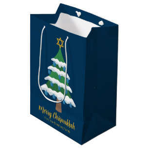 Merry Chrismukkah Cute Hanukkah Tree Party Medium Gift Bag