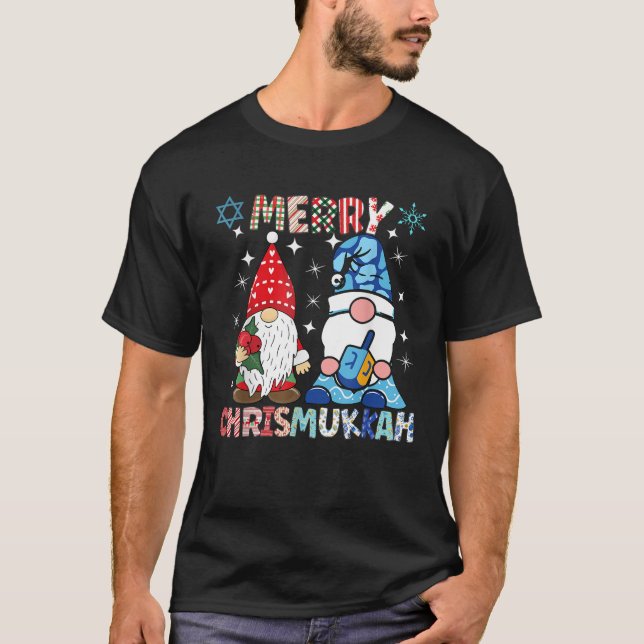 Merry Chrismukkah Funny Gnomes Christmas Hanukkah  T-Shirt (Front)
