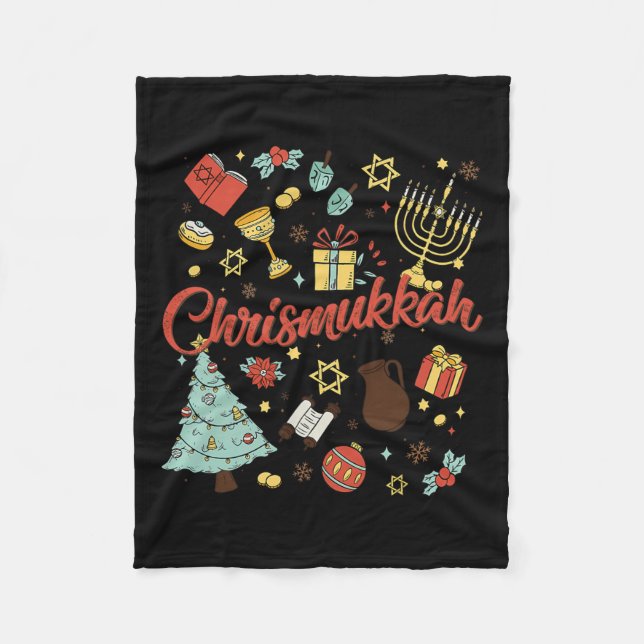 Merry Chrismukkah Happy Christmas Hanukkah 1  Fleece Blanket (Front)
