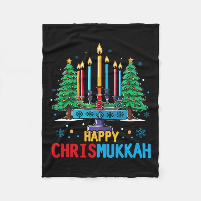 Merry Chrismukkah Happy Christmas Hanukkah 3  Fleece Blanket (Front)