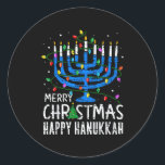 Merry Chrismukkah Happy Christmas Hanukkah Chanuka Classic Round Sticker<br><div class="desc">Merry Chrismukkah Happy Christmas Hanukkah Chanukah Jewi-shirt</div>