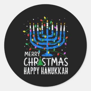 Merry Chrismukkah Happy Christmas Hanukkah Chanuka Classic Round Sticker