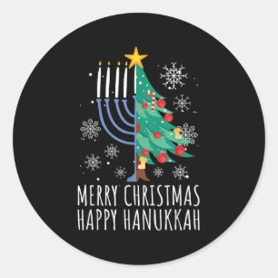 Merry Chrismukkah Happy Christmas Hanukkah  Classic Round Sticker
