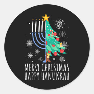 Merry Chrismukkah Happy Christmas Hanukkah Classic Round Sticker