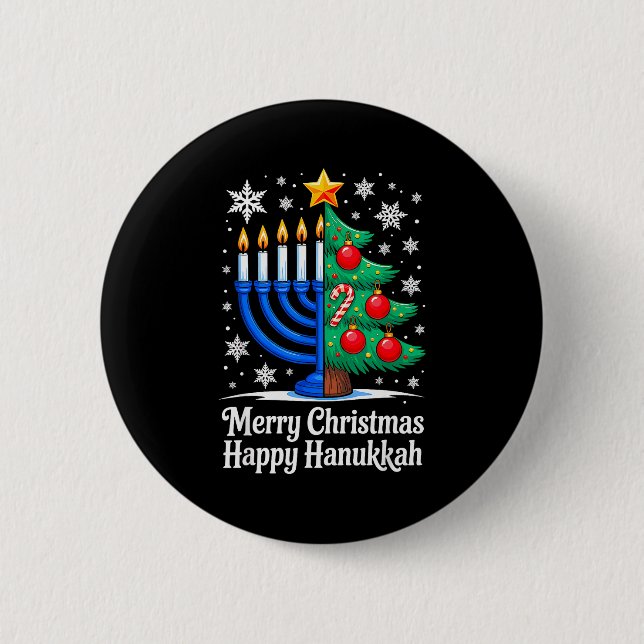 Merry Chrismukkah Happy Christmas Hanukkah Matchin 6 Cm Round Badge (Front)