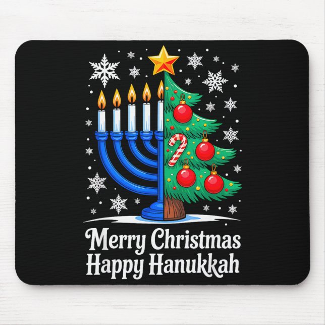 Merry Chrismukkah Happy Christmas Hanukkah Matchin Mouse Mat (Front)
