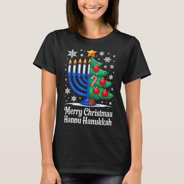 Merry Chrismukkah Happy Christmas Hanukkah Matchin T-Shirt (Front)