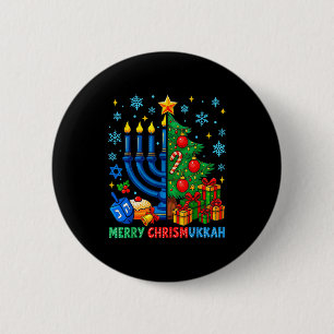 Merry Chrismukkah Happy Christmas Hanukkah Pajama 6 Cm Round Badge