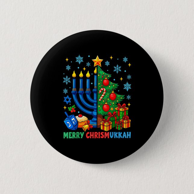 Merry Chrismukkah Happy Christmas Hanukkah Pajama  6 Cm Round Badge (Front)