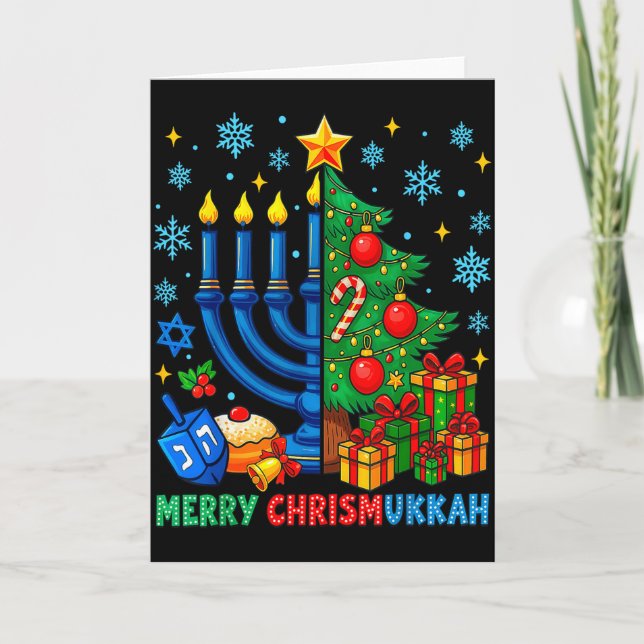 Merry Chrismukkah Happy Christmas Hanukkah Pajama  Card (Front)