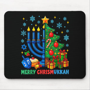 Merry Chrismukkah Happy Christmas Hanukkah Pajama Mouse Mat