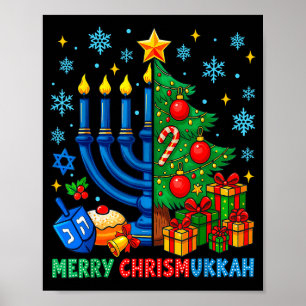 Merry Chrismukkah Happy Christmas Hanukkah Pajama Poster