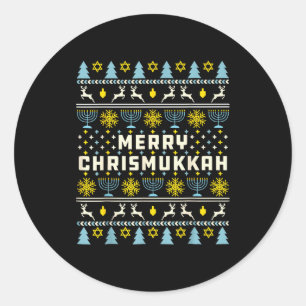 Merry Chrismukkah Happy Hanukkah Jew Ugly Christma Classic Round Sticker