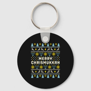 Merry Chrismukkah Happy Hanukkah Jew Ugly Christma Key Ring