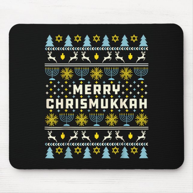 Merry Chrismukkah Happy Hanukkah Jew Ugly Christma Mouse Mat (Front)