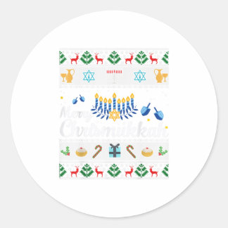 Merry Chrismukkah Happy Hanukkah plus M Classic Round Sticker